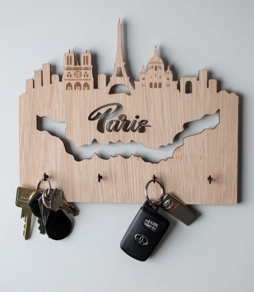 Porte-Clés Mural "Paris" en Bois